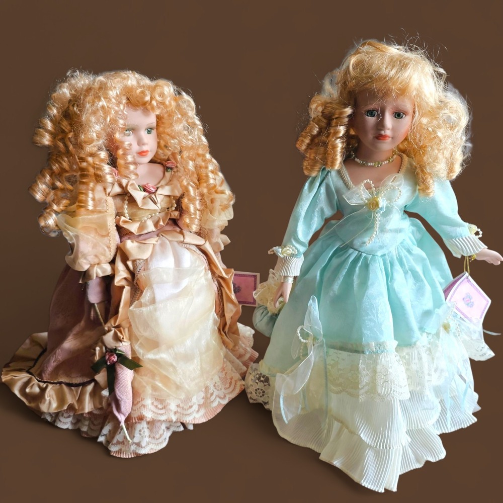 Rare Kinnex Int Limited Edition Porcelain Dolls Pair Angela Deirdre Victorian